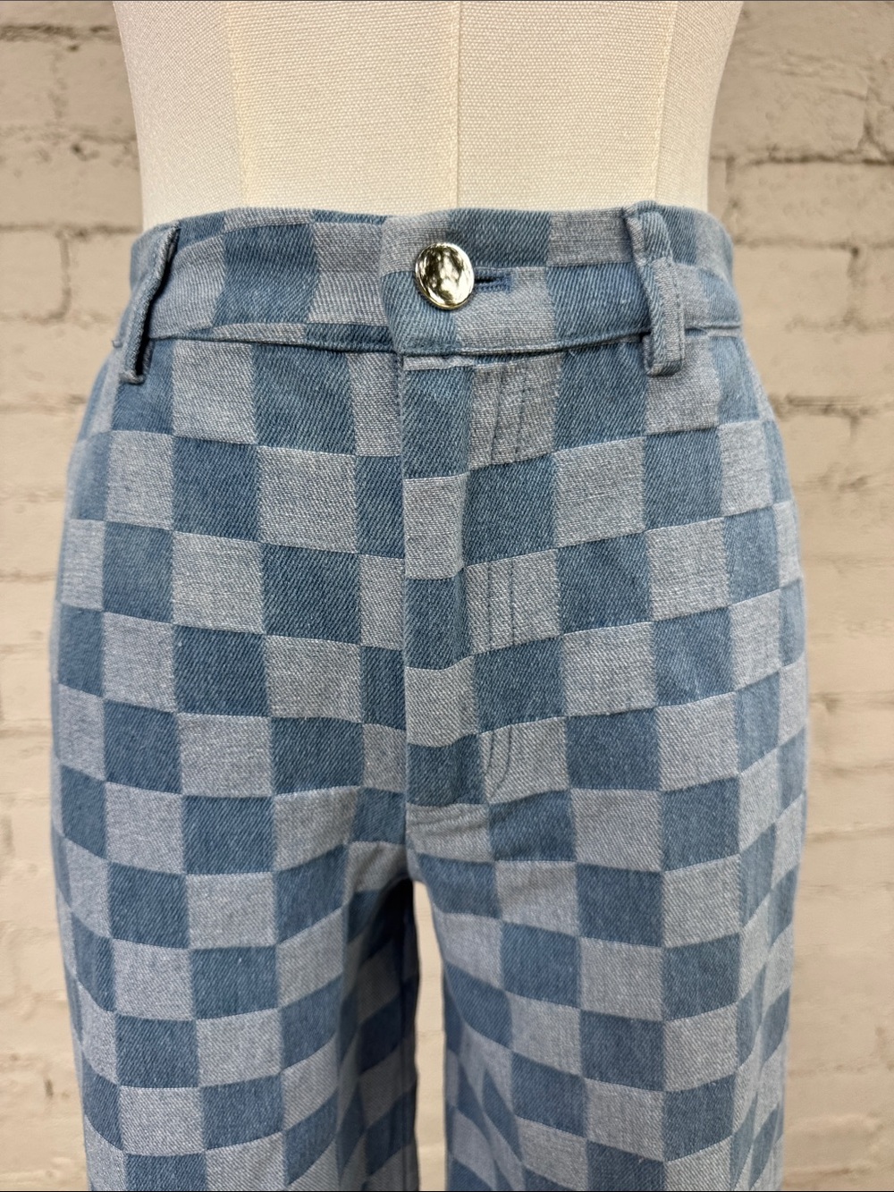 superdown Jules Checkered Jeans Blue Size XXS - Picture 9 of 13